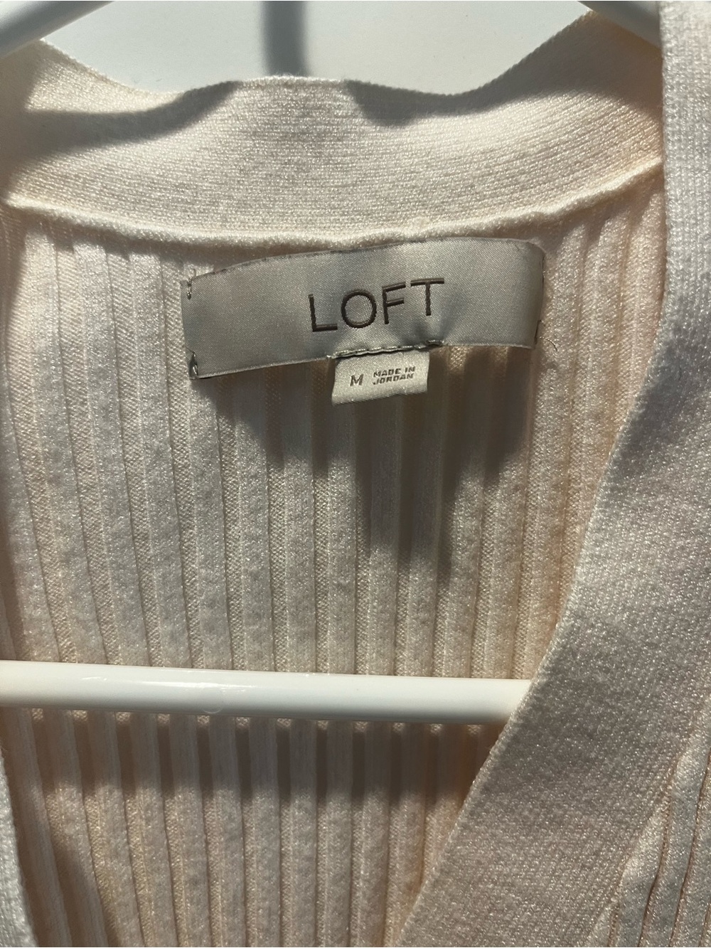 LOFT Pink Ribbed Button-Up Cardigan Sweater - Picture 3 of 6